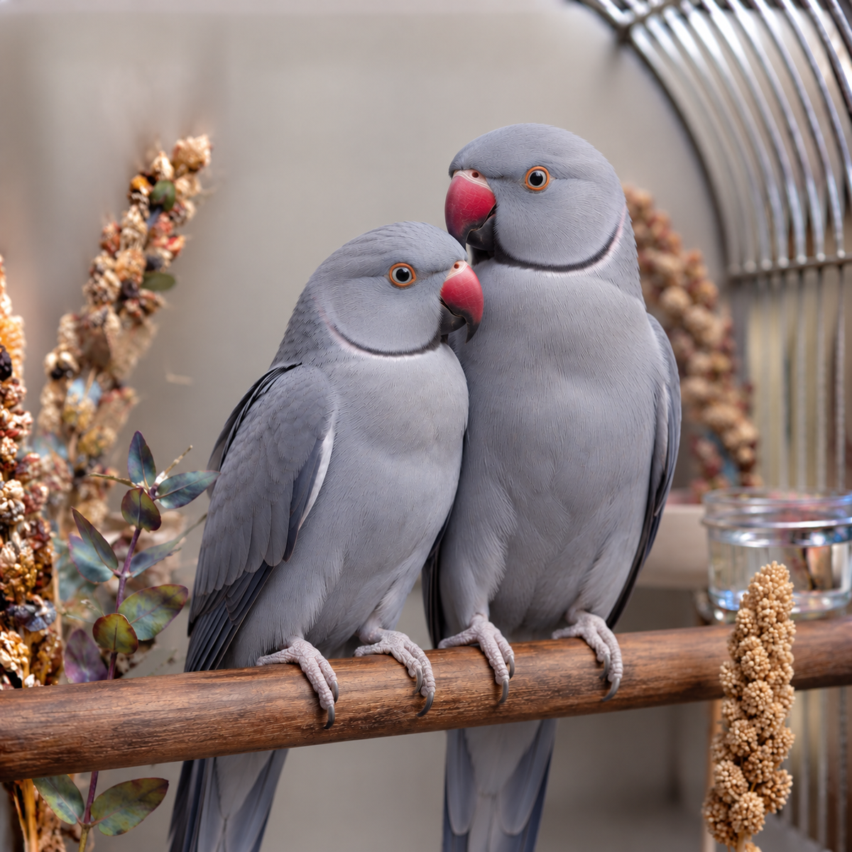Ringneck Parrots - Grey